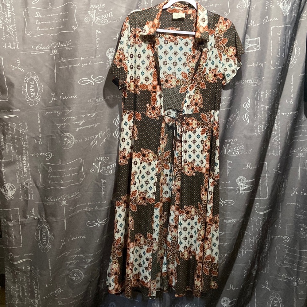 Ember sheer kimono woman’s xl  patchwork design.